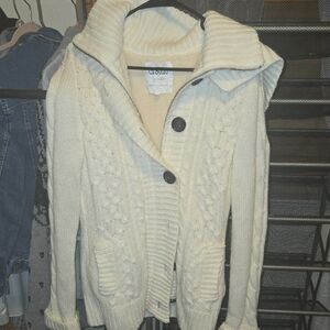 Chico's Cream Button-Up Cardigan